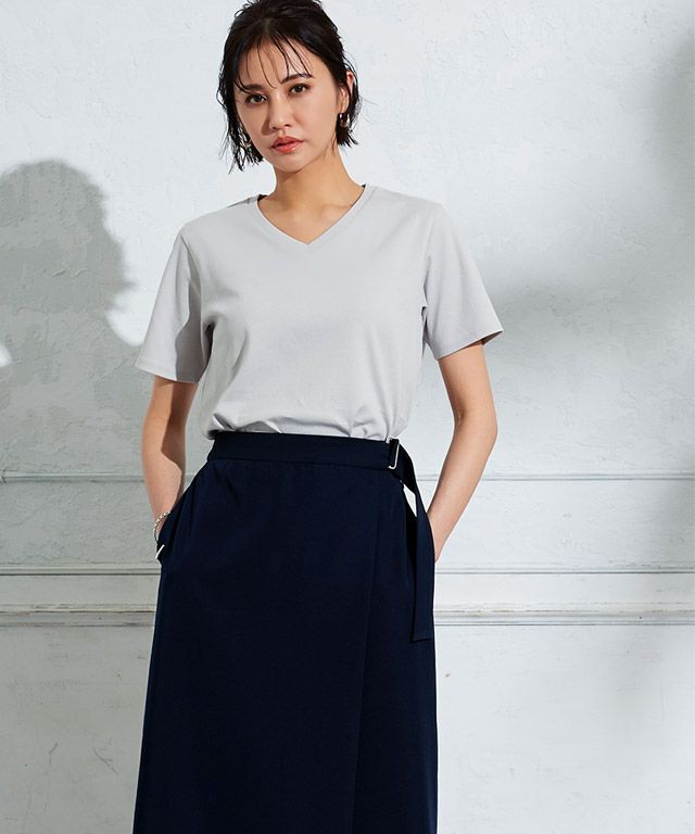 165cm / ライトグレー / Vネック / M