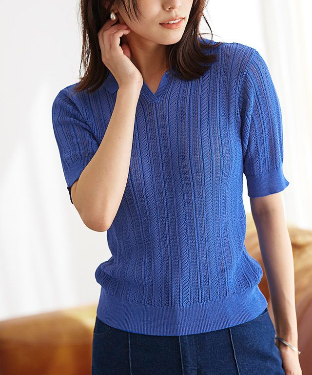 リネンタッチポロニット