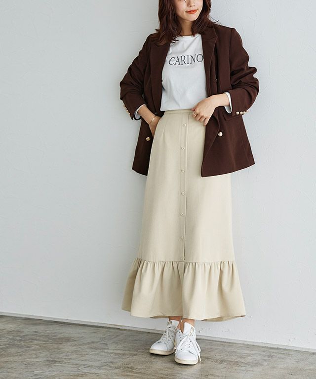 セザンヌ フロントボタン ロング スカート セザンヌ フロントボタン ロング スカート