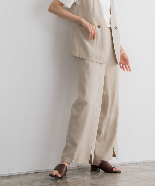 フロントスリットストレートパンツ