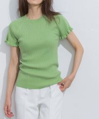 リネンタッチフリルリブニット