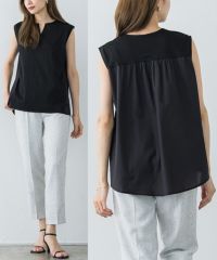 異素材切り替えキーネックカットソー