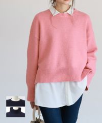 選べる2ネッククロップド丈ニット