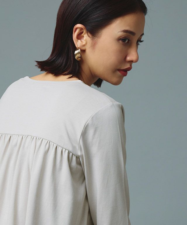 RASW]GIZAコットンバックギャザーTシャツ【スピード配送