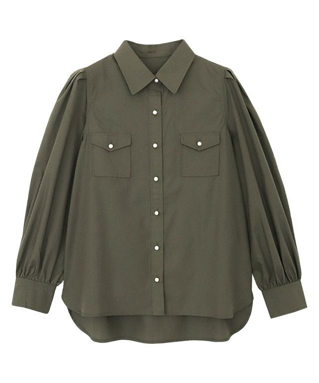 新品！希少‼️ハンプトンシャツパールボタン カーキ レディース