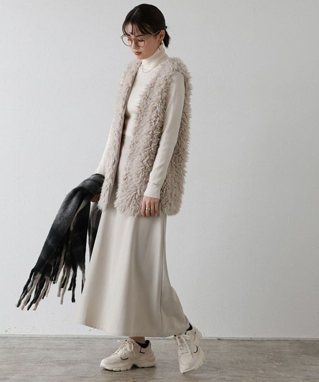 163cm / ロング丈 / ライトグレージュ / M