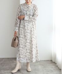 ウエスト切替柄ワンピース