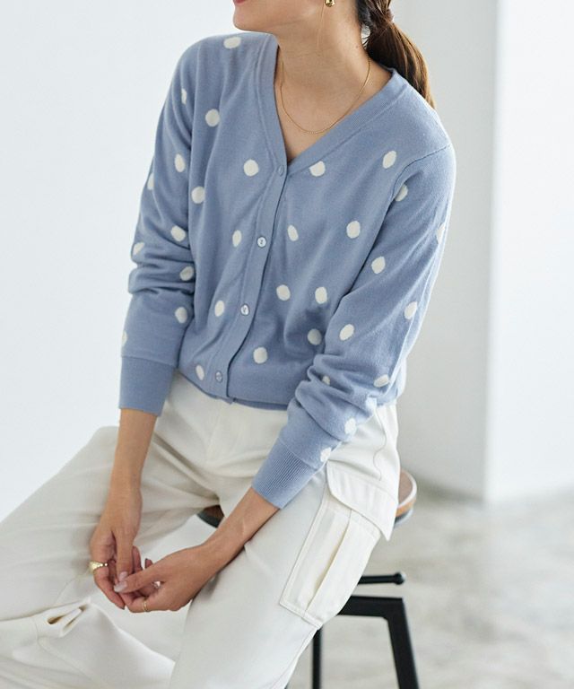 アウトレットSALE！】ドットニットカーディガン【スピード配送