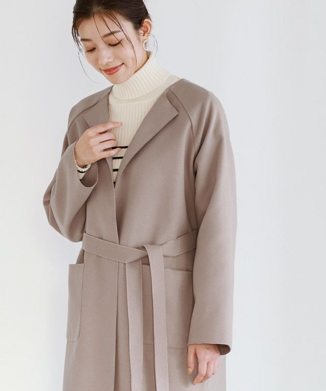 アウトレットSALE！】【スピード配送】ダブルフェイスノーカラーコート  