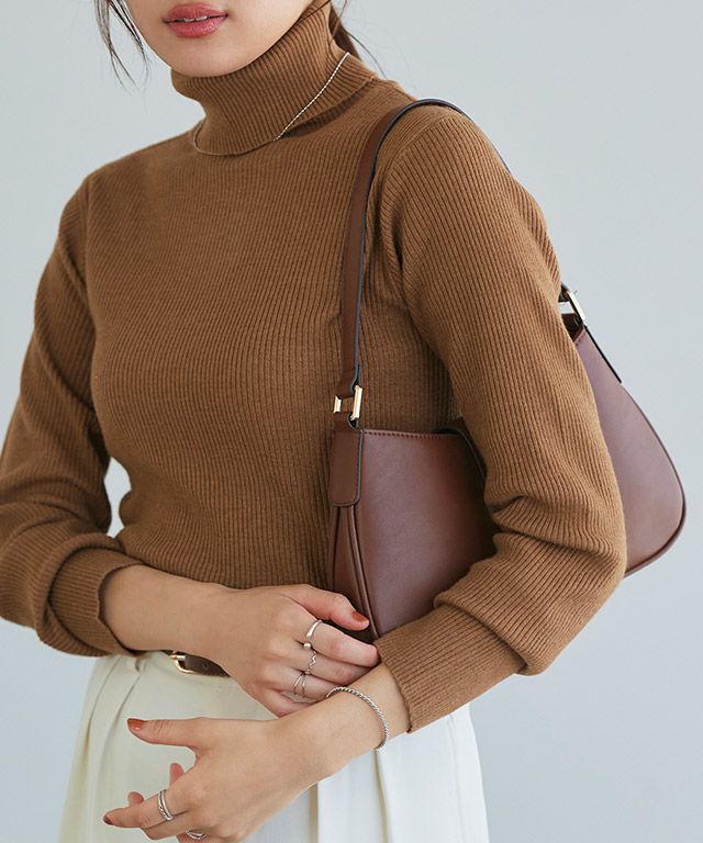 リブタートルネックニット