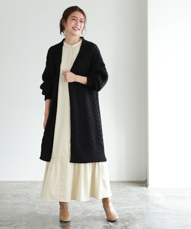 ケーブル編ロングニットカーディガン【スピード配送】 | 【公式