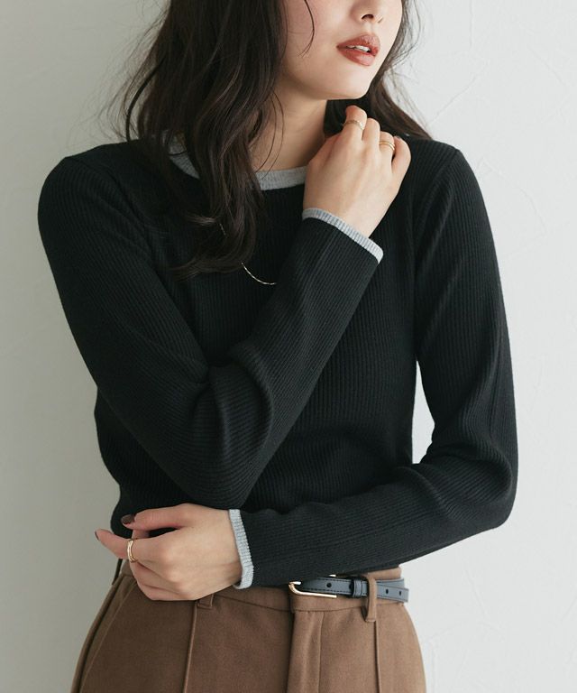 167cm / A / ブラック×杢グレー / クルーネック / M