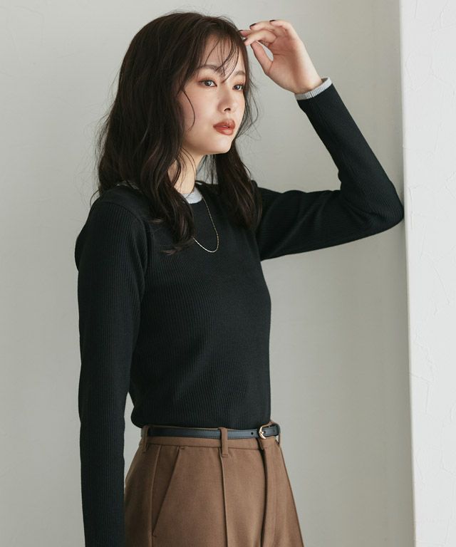 167cm / A / ブラック×杢グレー / クルーネック / M