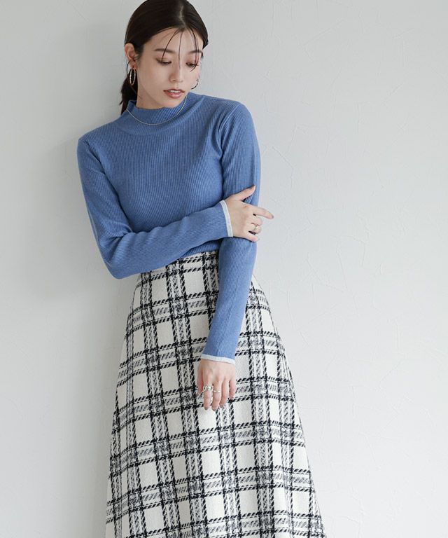 167cm / B / 杢ブルー×シルバーグレー / ハイネック / M