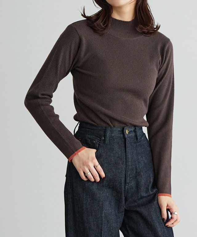 167cm / B / ブラウン×オレンジ / ハイネック / M