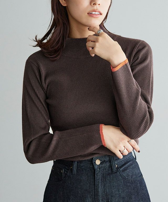 167cm / B / ブラウン×オレンジ / ハイネック / M