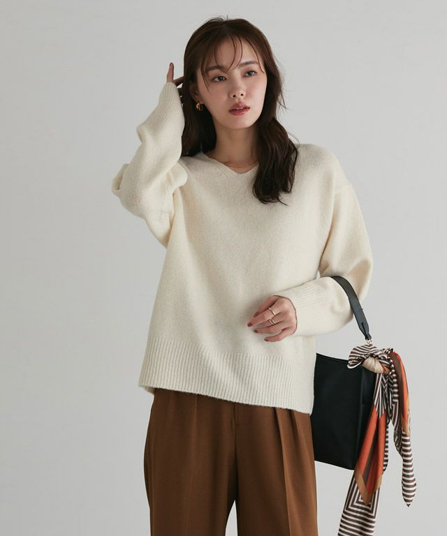 167cm / アイボリー / Vネック / M