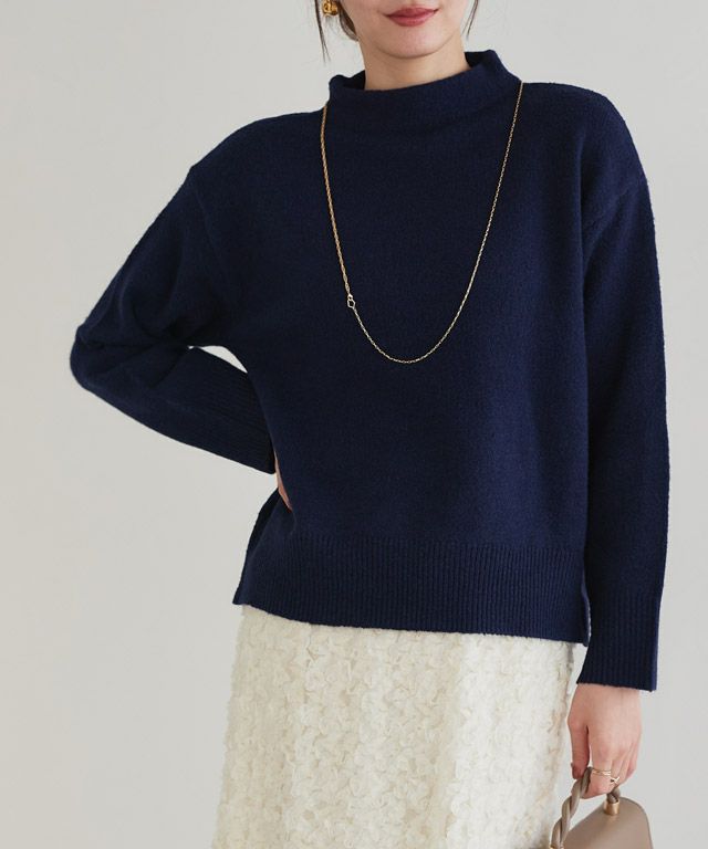 167cm / ネイビー / ボトルネック / M