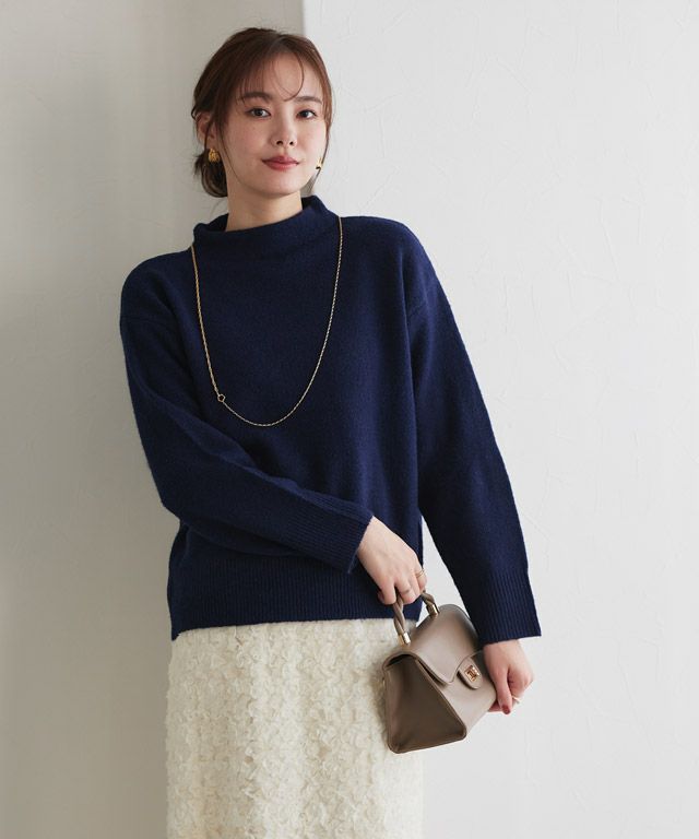 167cm / ネイビー / ボトルネック / M