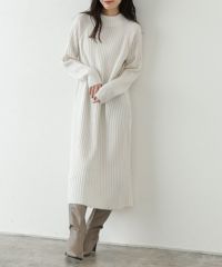 選べる2丈ボトルネックリブニットワンピース
