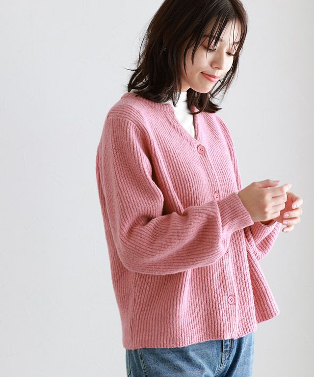 キーネックニットカーディガン