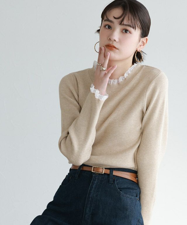 163cm / 杢ベージュ×ホワイト / M