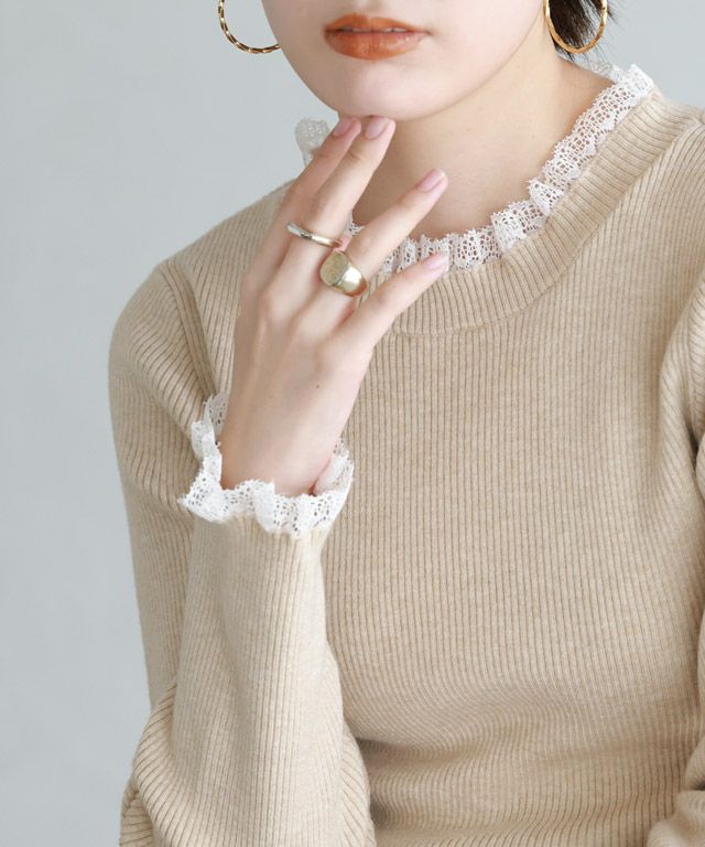 163cm / 杢ベージュ×ホワイト / M