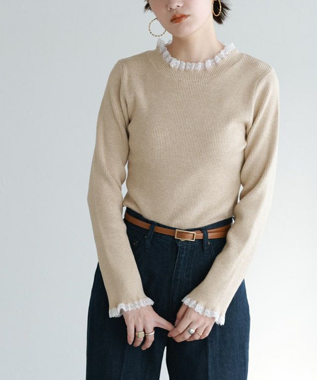 163cm / 杢ベージュ×ホワイト / M