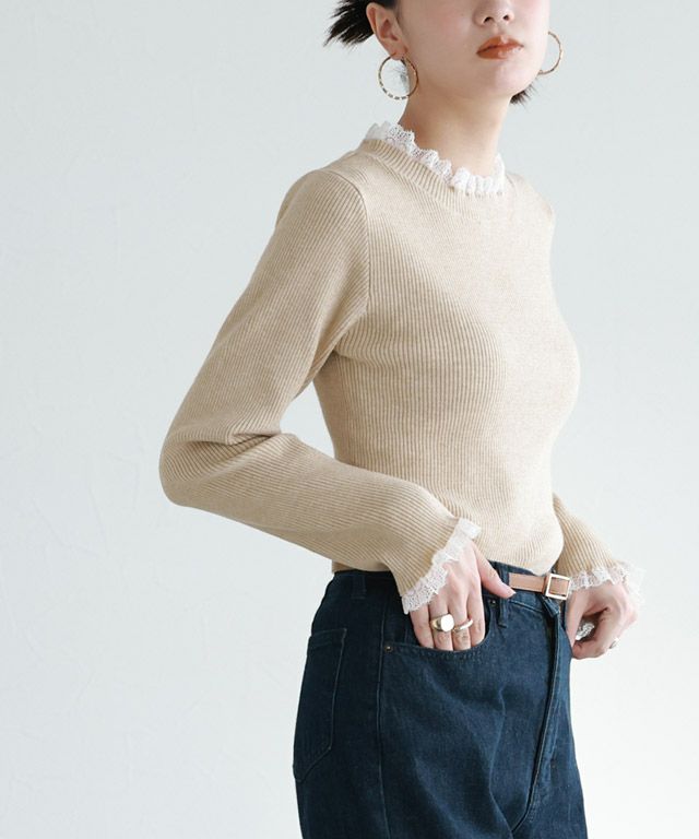 163cm / 杢ベージュ×ホワイト / M