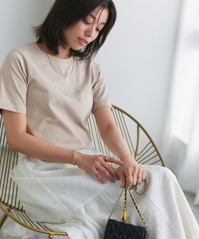 167cm / B / グレージュ×ゴールドビジュー / M