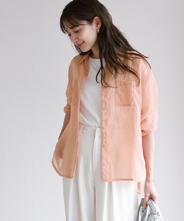 シアーストライプシャツ