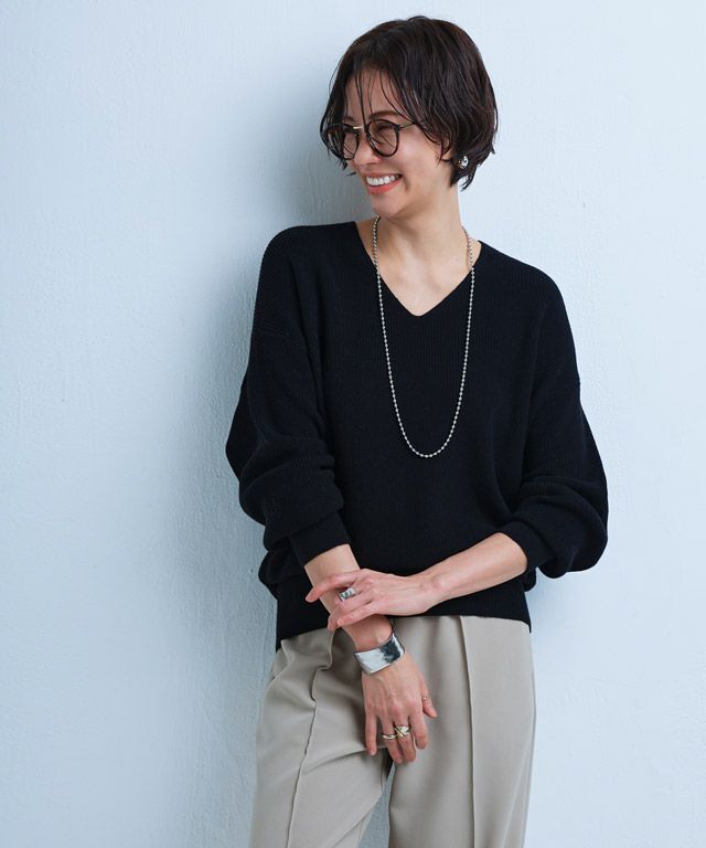 10％OFF】【スピード配送】[RASW] 綿100％Vネックニット