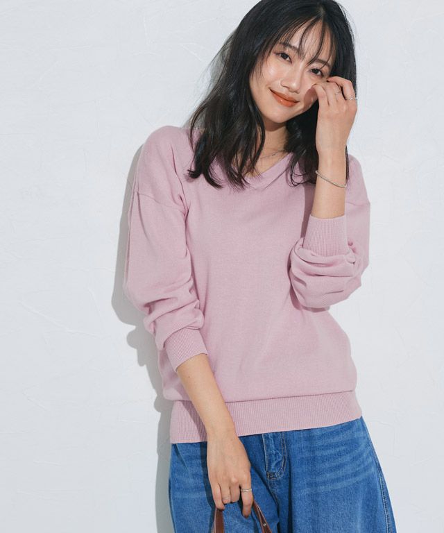 162cm / ライトピンク / Vネック / M