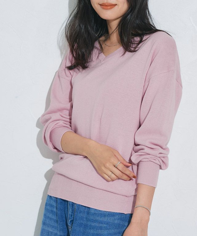 162cm / ライトピンク / Vネック / M
