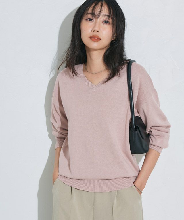 162cm / スモークピンク / Vネック / M