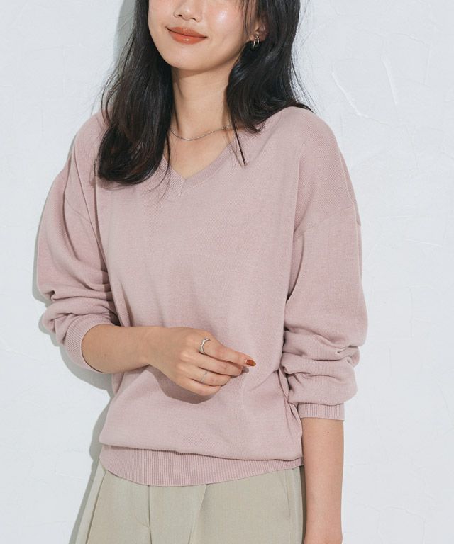 162cm / スモークピンク / Vネック / M