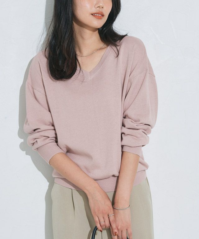 162cm / スモークピンク / Vネック / M