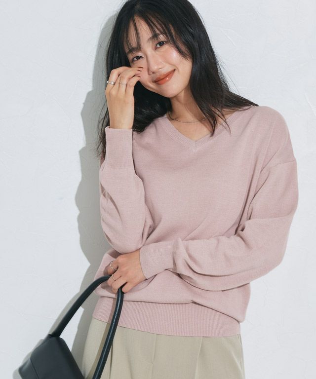 162cm / スモークピンク / Vネック / M