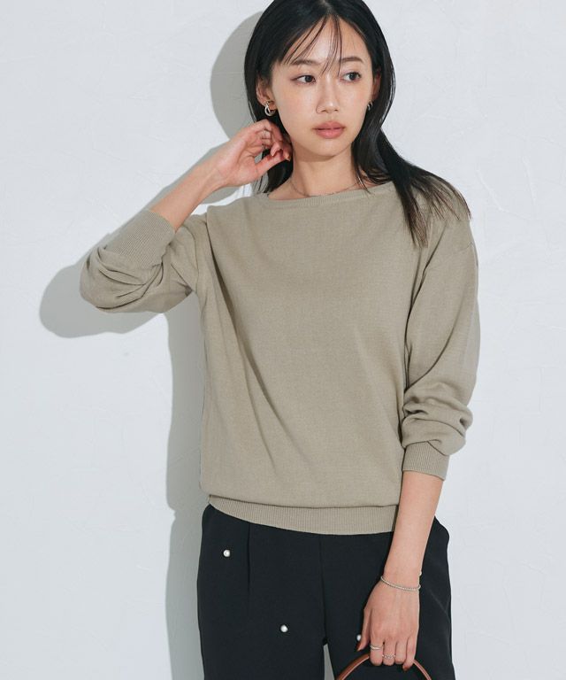 162cm / ライトベージュ / ボートネック / M