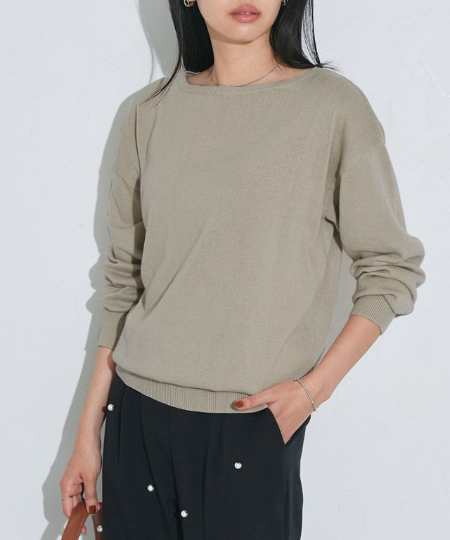 162cm / ライトベージュ / ボートネック / M