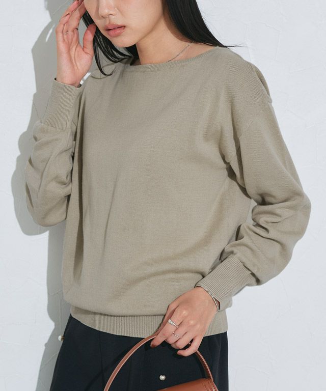 162cm / ライトベージュ / ボートネック / M