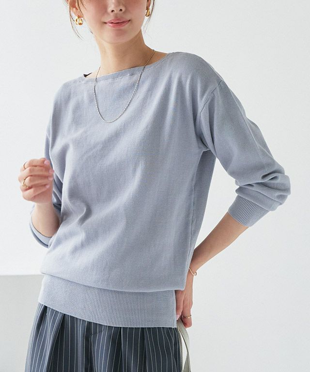 162cm / ライトベージュ / ボートネック / M