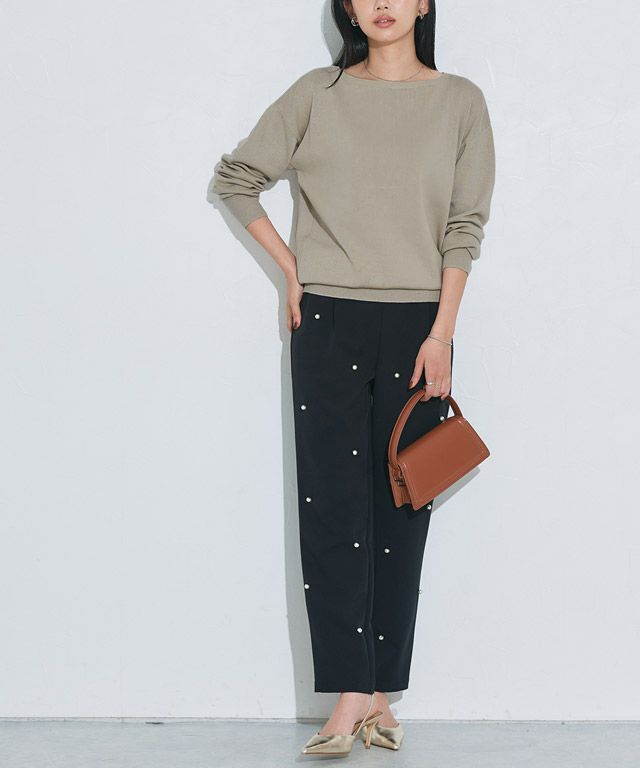 162cm / ライトベージュ / ボートネック / M