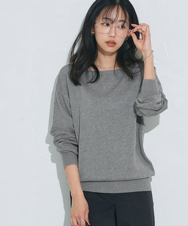 162cm / 杢チャコール / ボートネック / M