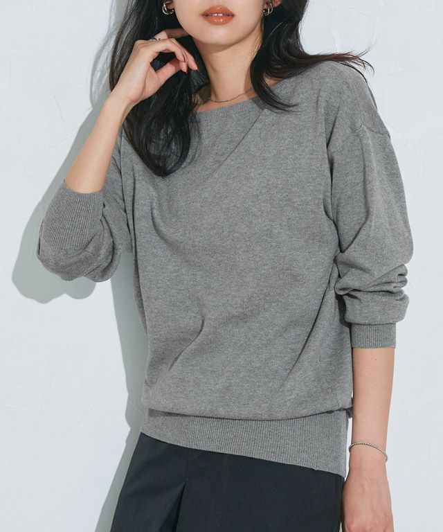 162cm / 杢チャコール / ボートネック / M