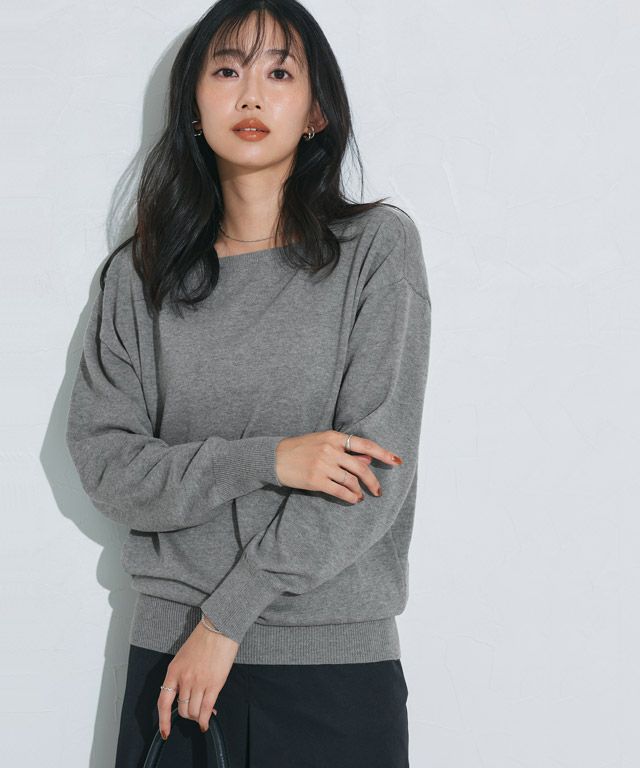 162cm / 杢チャコール / ボートネック / M