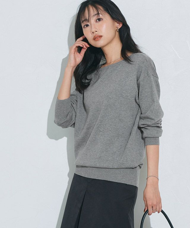 162cm / 杢チャコール / ボートネック / M