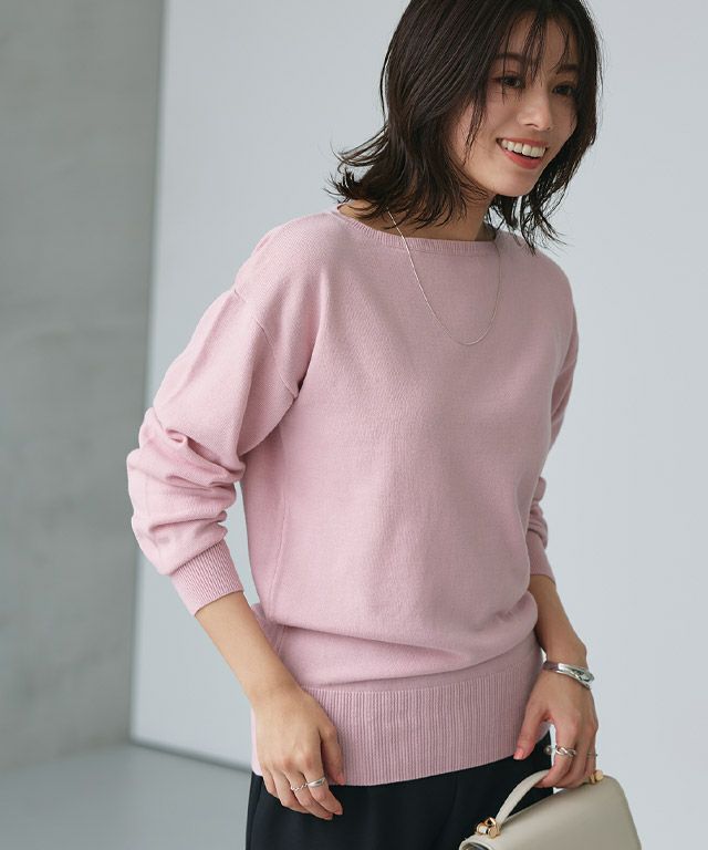 167cm / ライトピンク / ボートネック / M