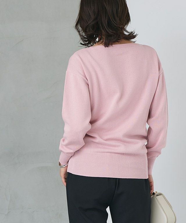 167cm / ライトピンク / ボートネック / M