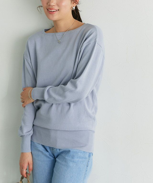 166cm / アイスブルー / ボートネック / M